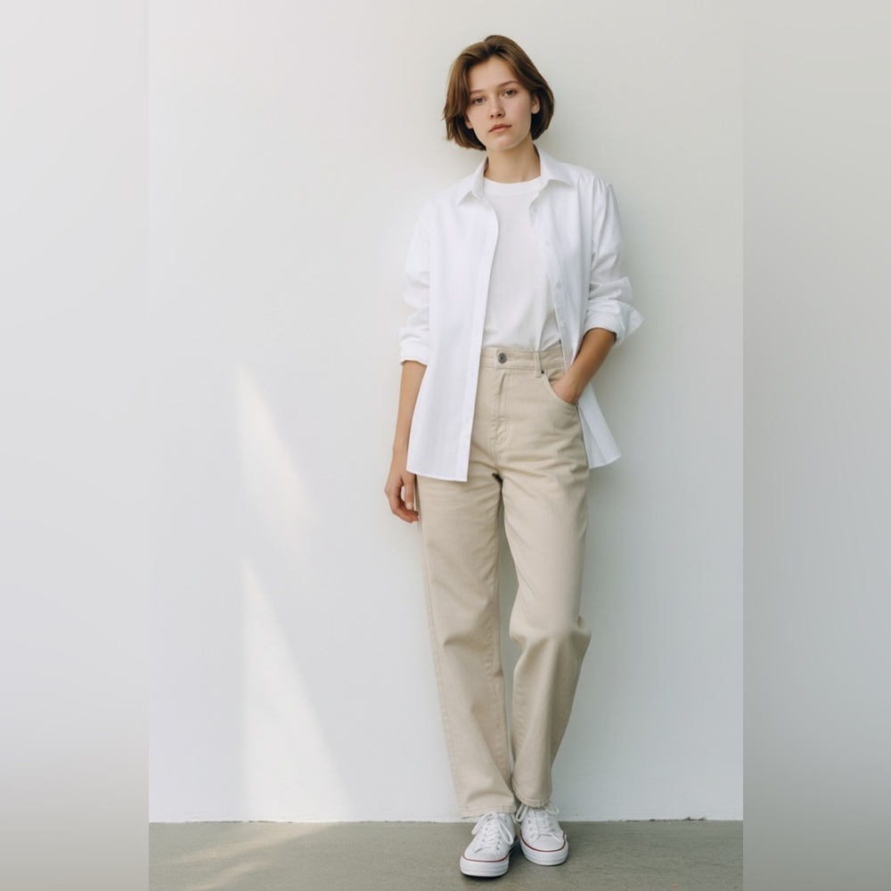 Saks Fifth Avenue White Shirt with Pink Accents